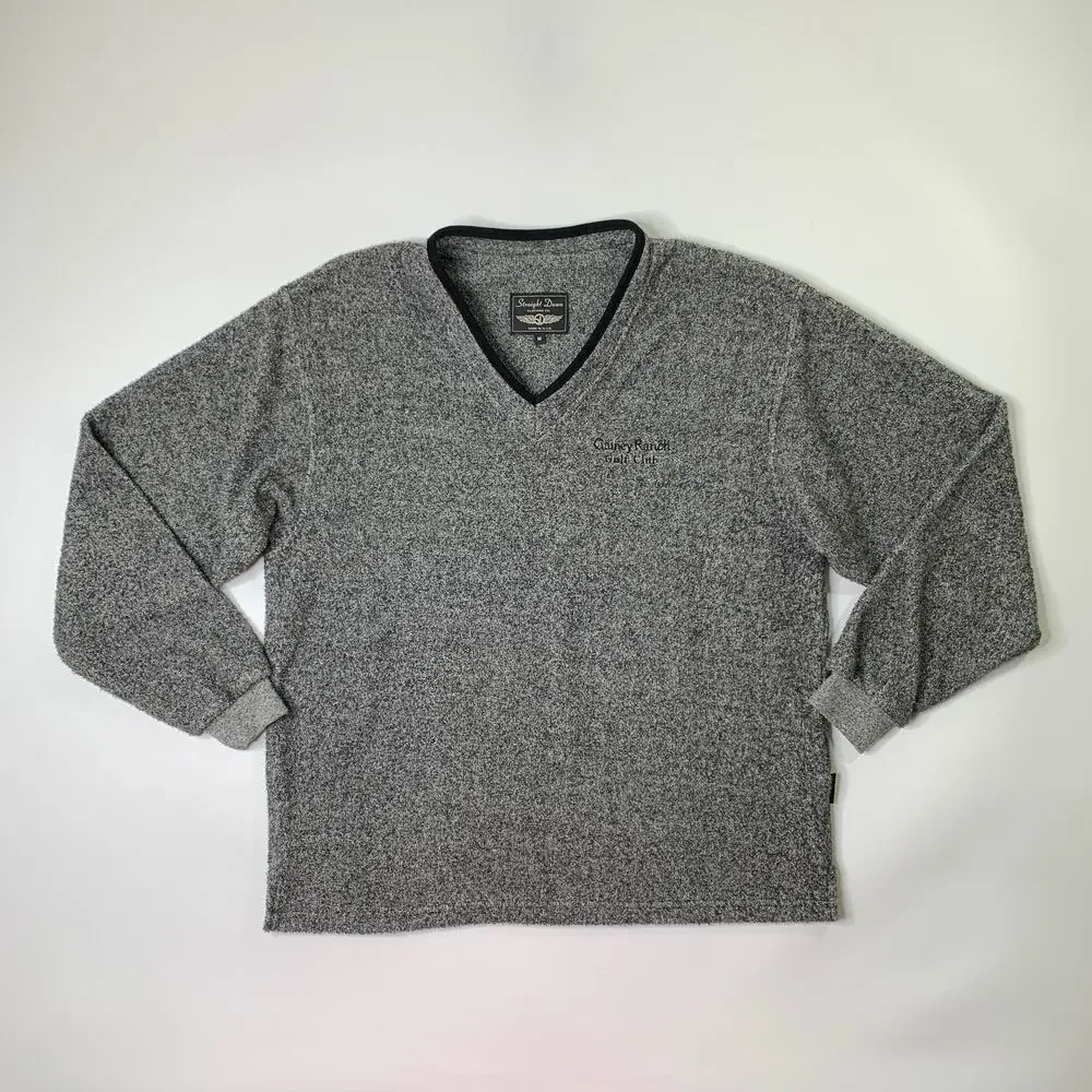Vintage Straight Down Sweater Men M Medium V Neck Teddy Fleece Gainey Ranch Golf